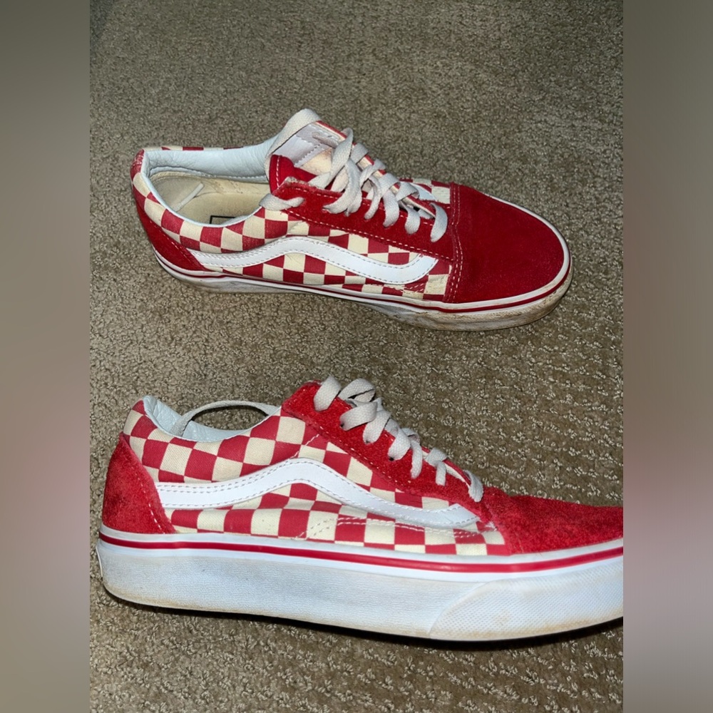 Old Skool Red Checkered Vans